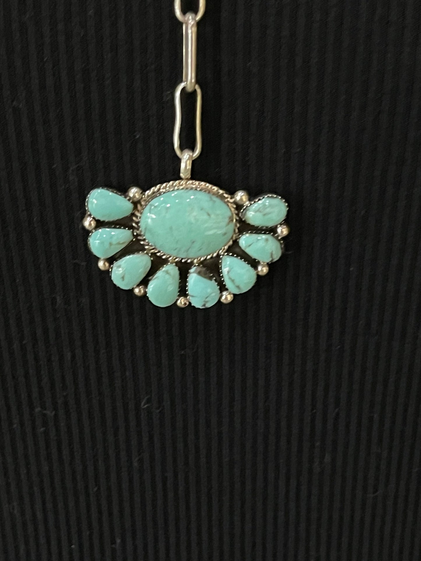 18"+6" Turquoise Half Cluster Lariat Necklace by Gregg Yazzie, Navajo