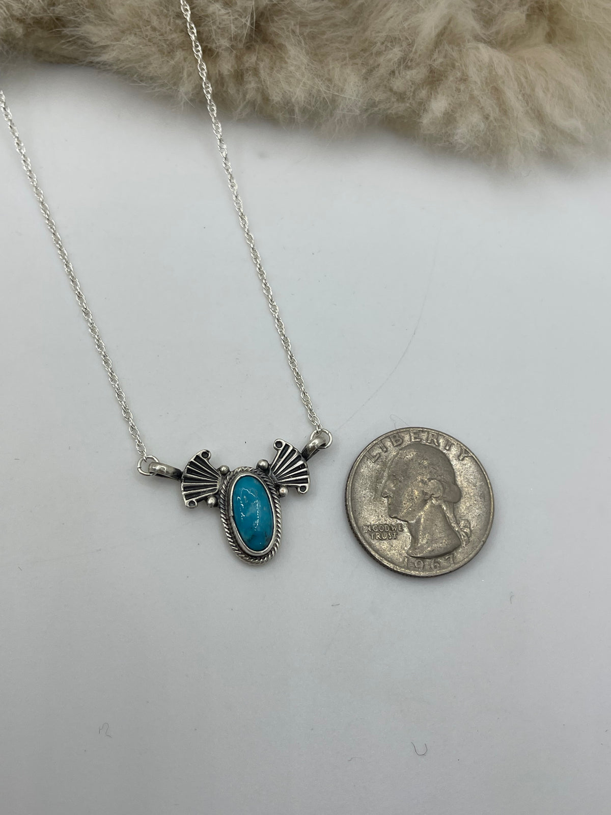 18" Dainty Turquoise Necklace by Verley Betone, Navajo