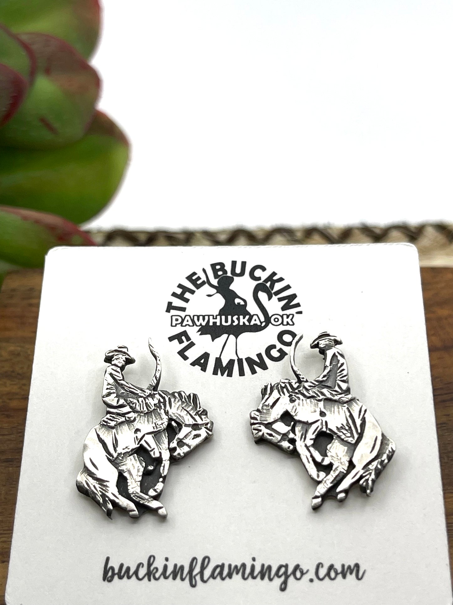 Sterling Silver Buckin' Horse Post Earrings by Adrienne Gordon, Navajo