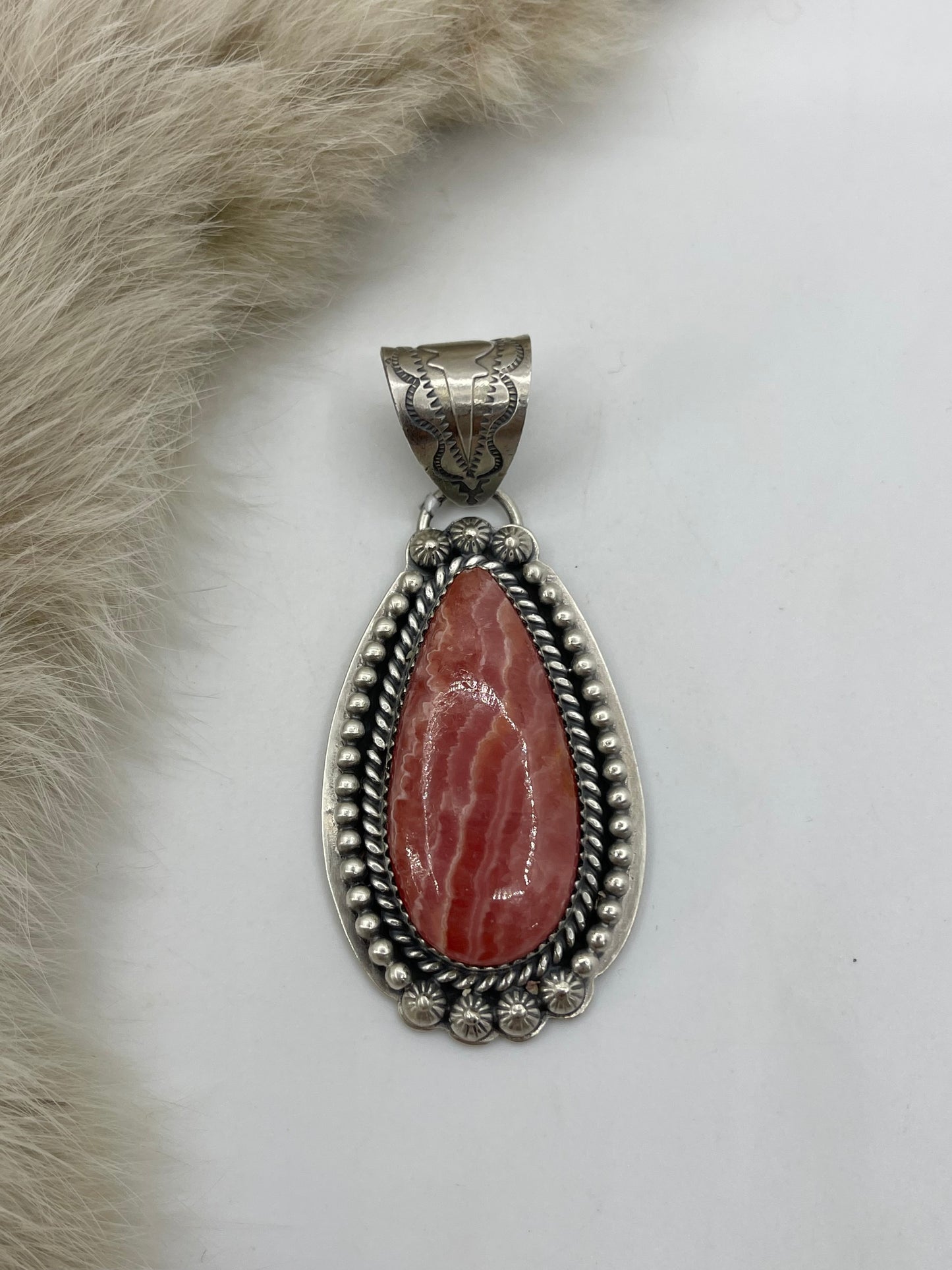 Rhodochrosite Pendant by Jeff Largo, Navajo