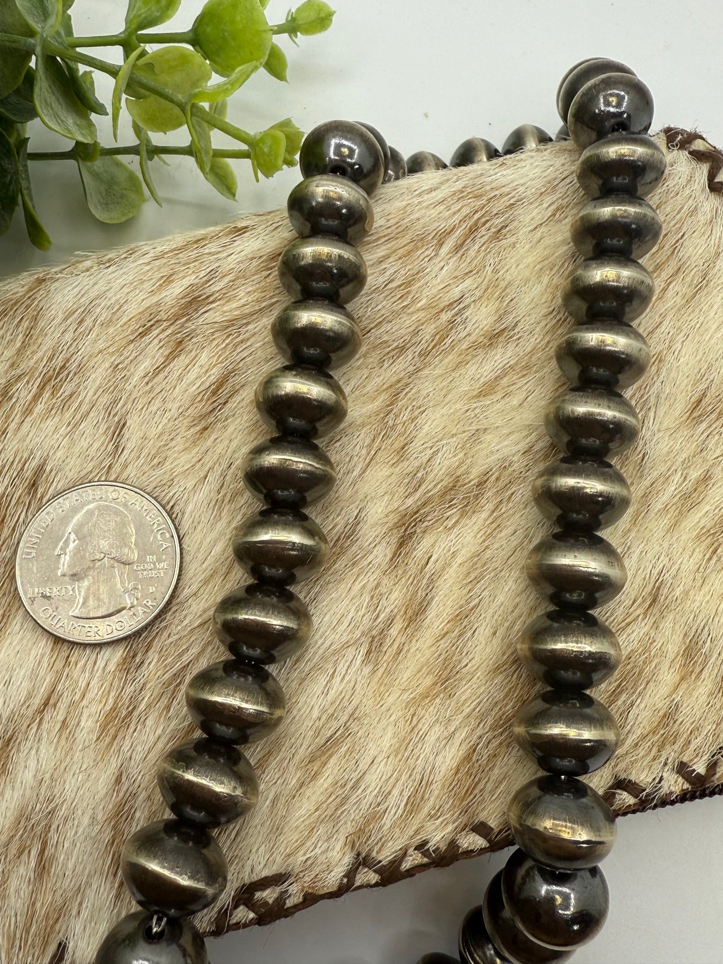 14mm 19" Handmade Navajo Pearls by Austin Hailey, Navajo