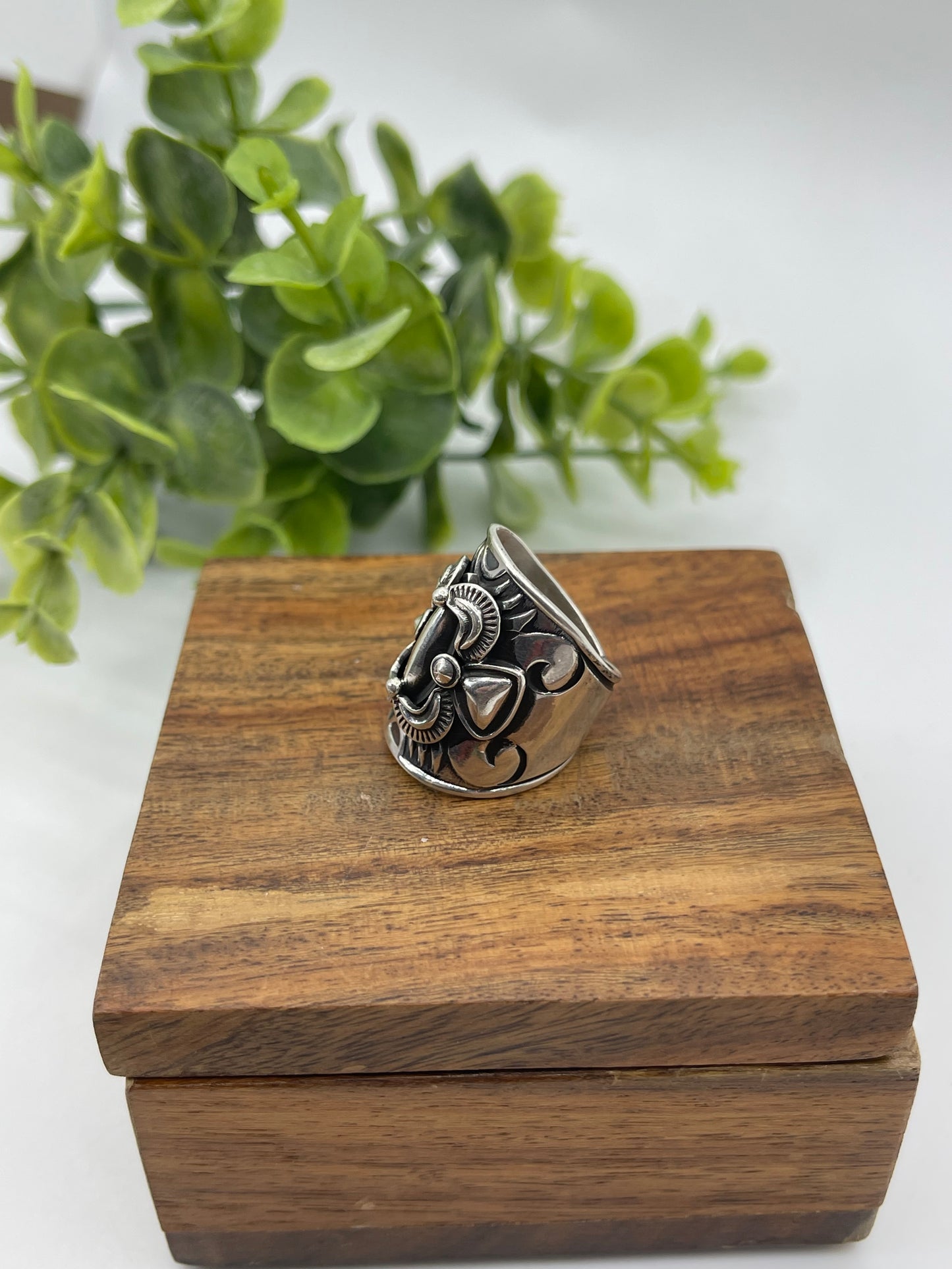 7.0 Wide Silver Band Ring by Derrick Gordon, Navajo