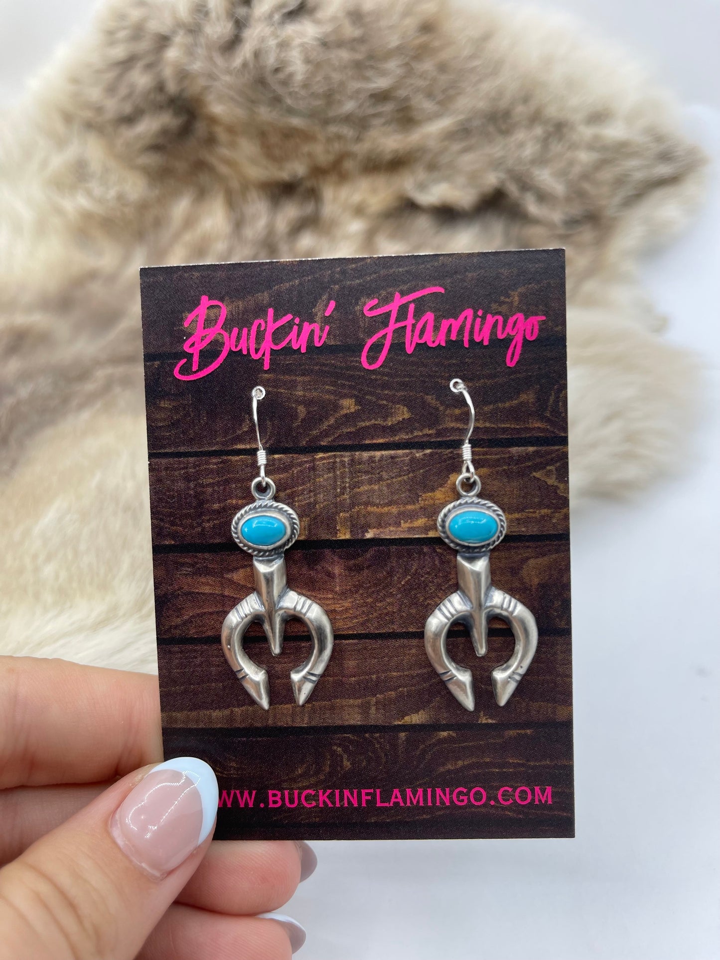 NAJA EARRINGS WITH TURQUOISE BY RITA LARGO, NAVAJO