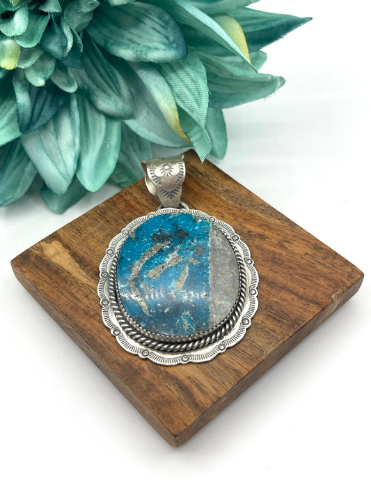 Chrysocolla Pendant with 10.5mm Bale by Jeff Largo, Navajo