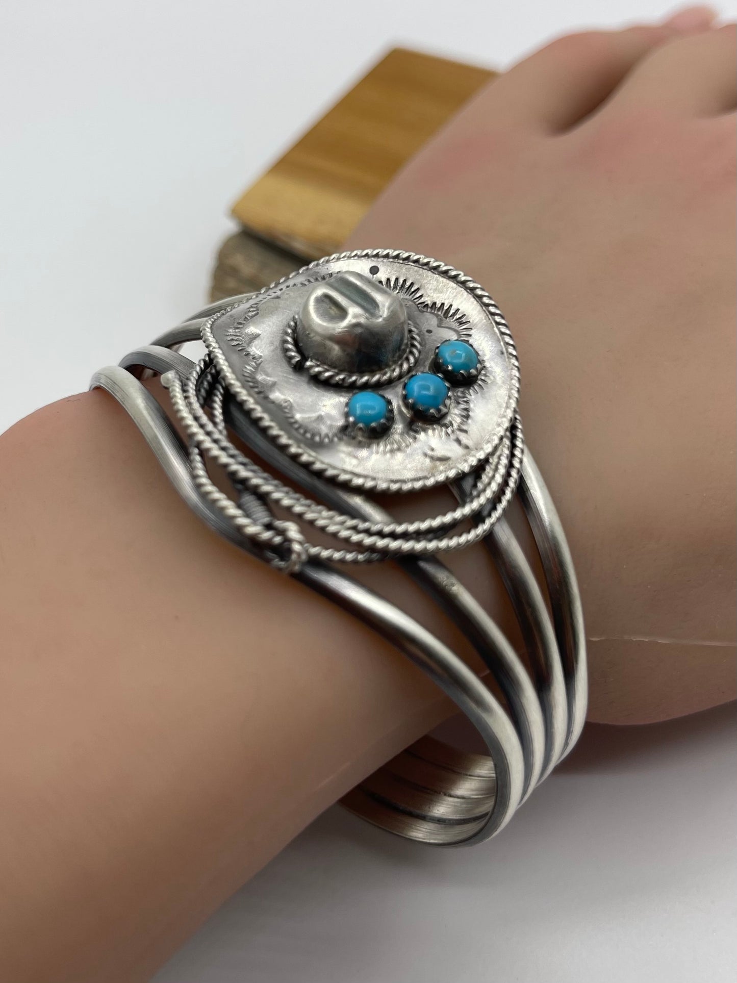 Cowboy Hat Cuff by Bobby Platero, Navajo 5 3/4"- 7 1/2"