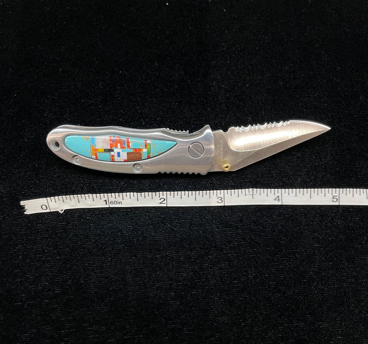 3" Inlaid Pocket Knife with a 2" Stainless Steel Blade