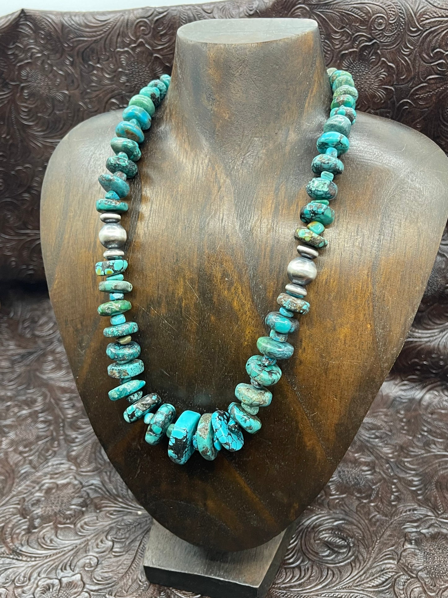 19''+1'' Extender Graduated Royston Turquoise Necklace