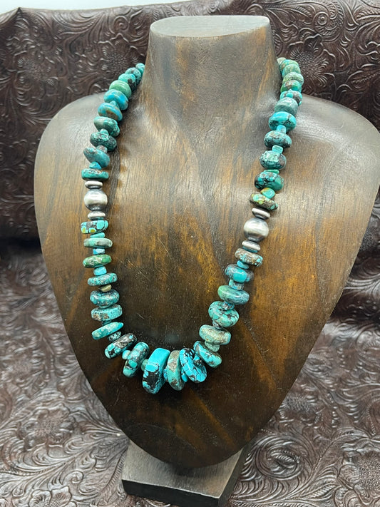 19''+1'' Extender Graduated Royston Turquoise Necklace