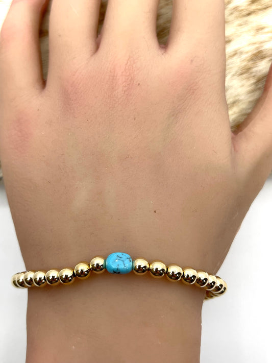 14K Gold Rilled with Turquoise Bracelet