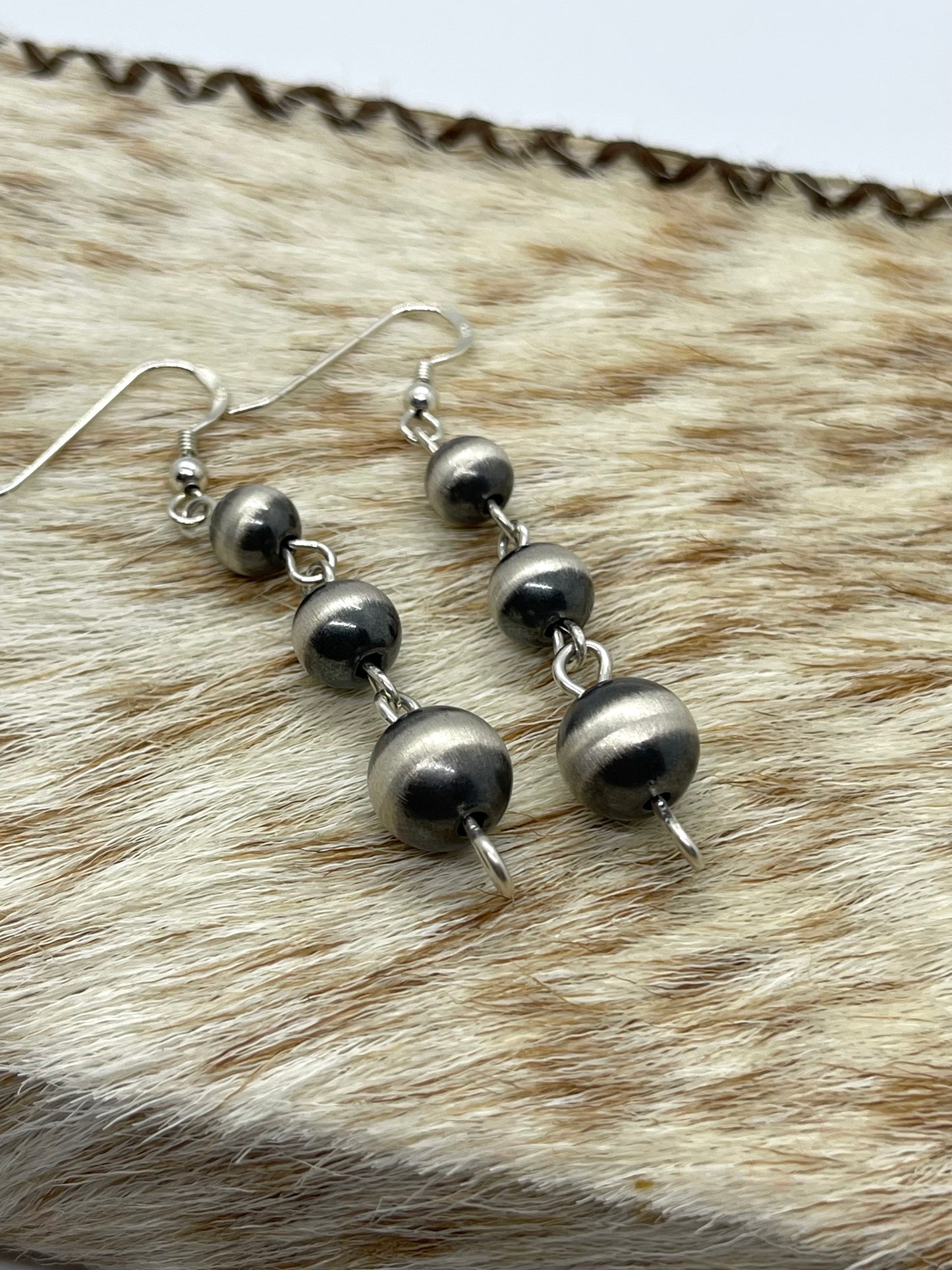 7mm-10mm Handmade Navajo Pear Linked Dangle Earrings