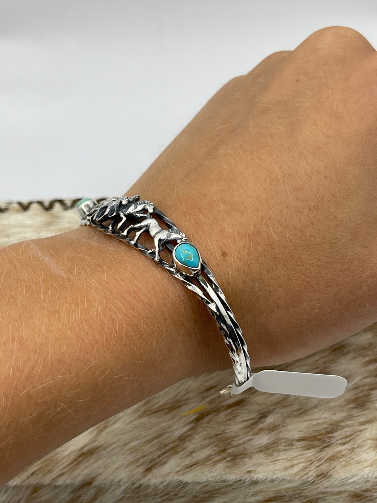 5.5”- 7” Turquoise Horse Cuff by Bobby Platero, Navajo