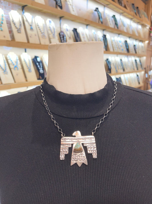 #8 Turquoise Thunderbird 18” Necklace by Rick Enriquez, Navajo