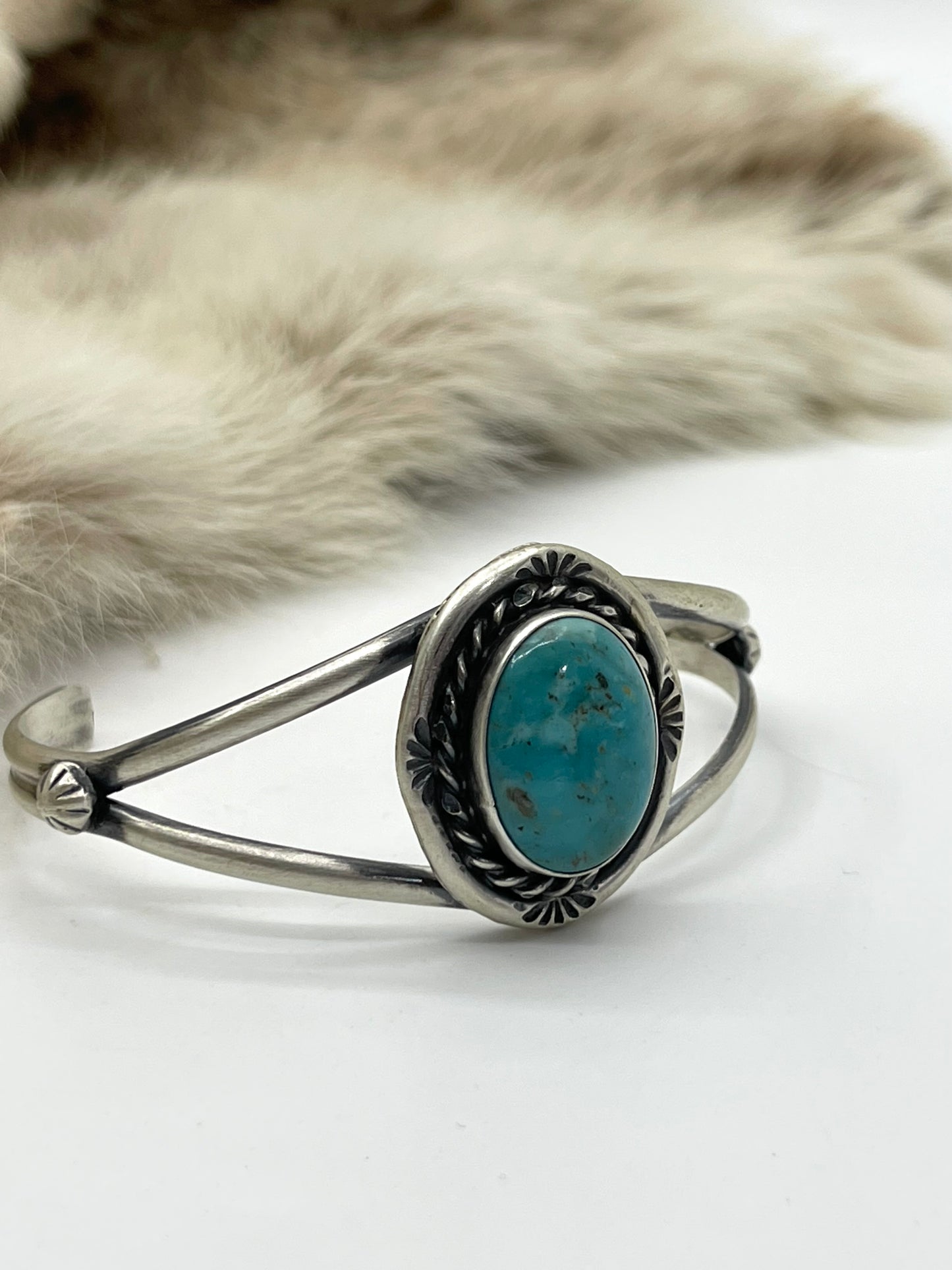 5.5" - 7.25" Kingman Turquoise Cuff by Augustine Largo, Navajo
