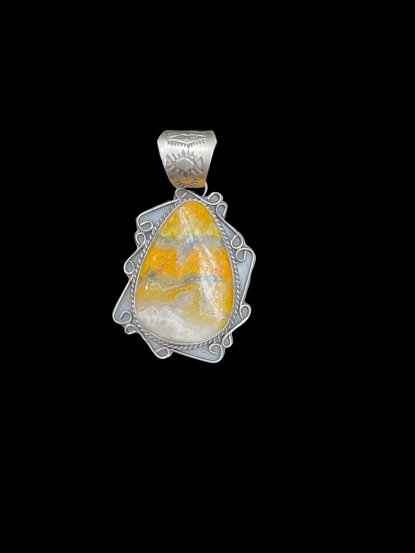 Bumble Bee Jasper Pendant by T. Nez Sr., Navajo