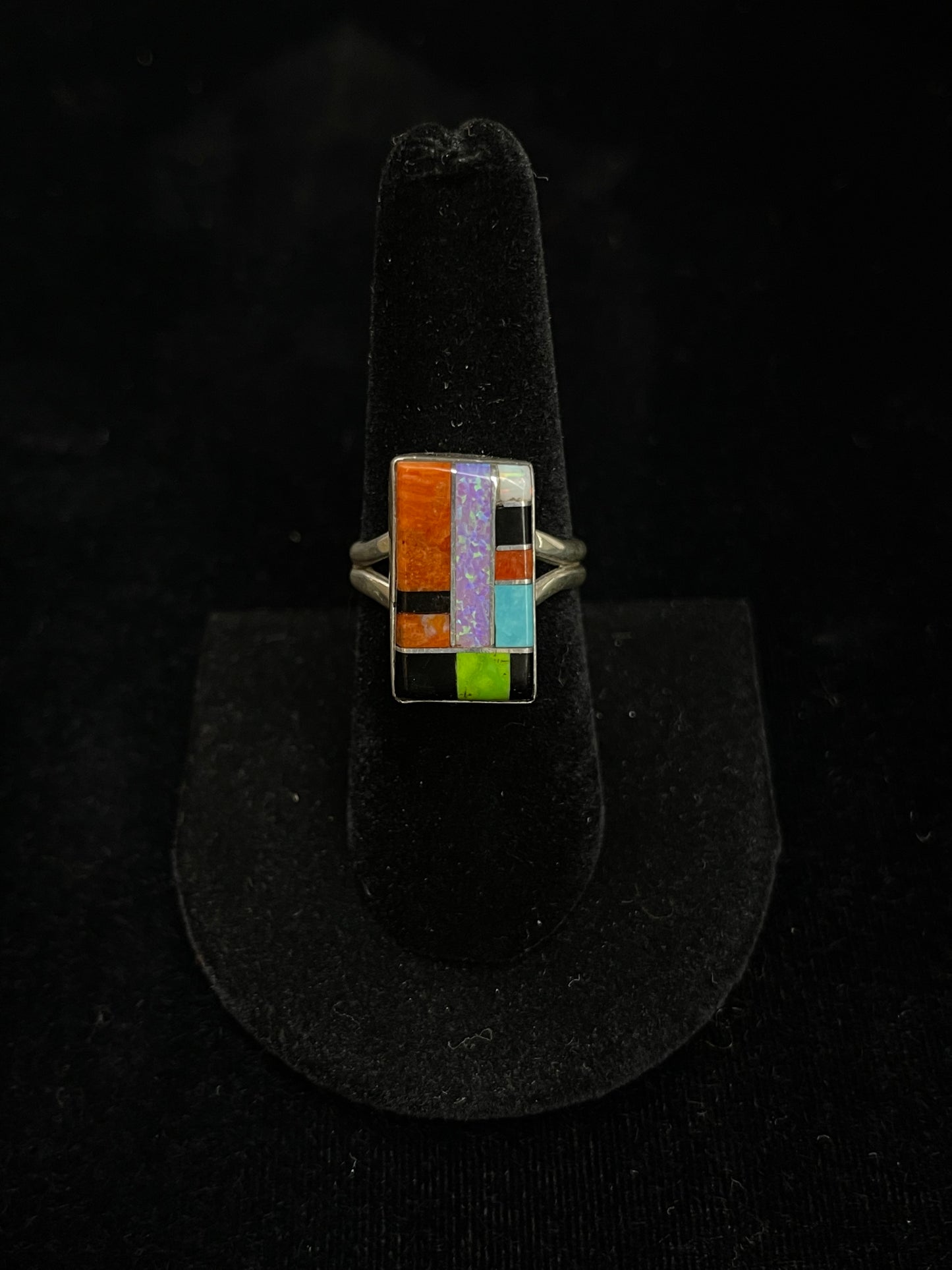 8.0 Multi Stone Inlay Ring by Ronald & Petra Chavez, Santo Dominigo