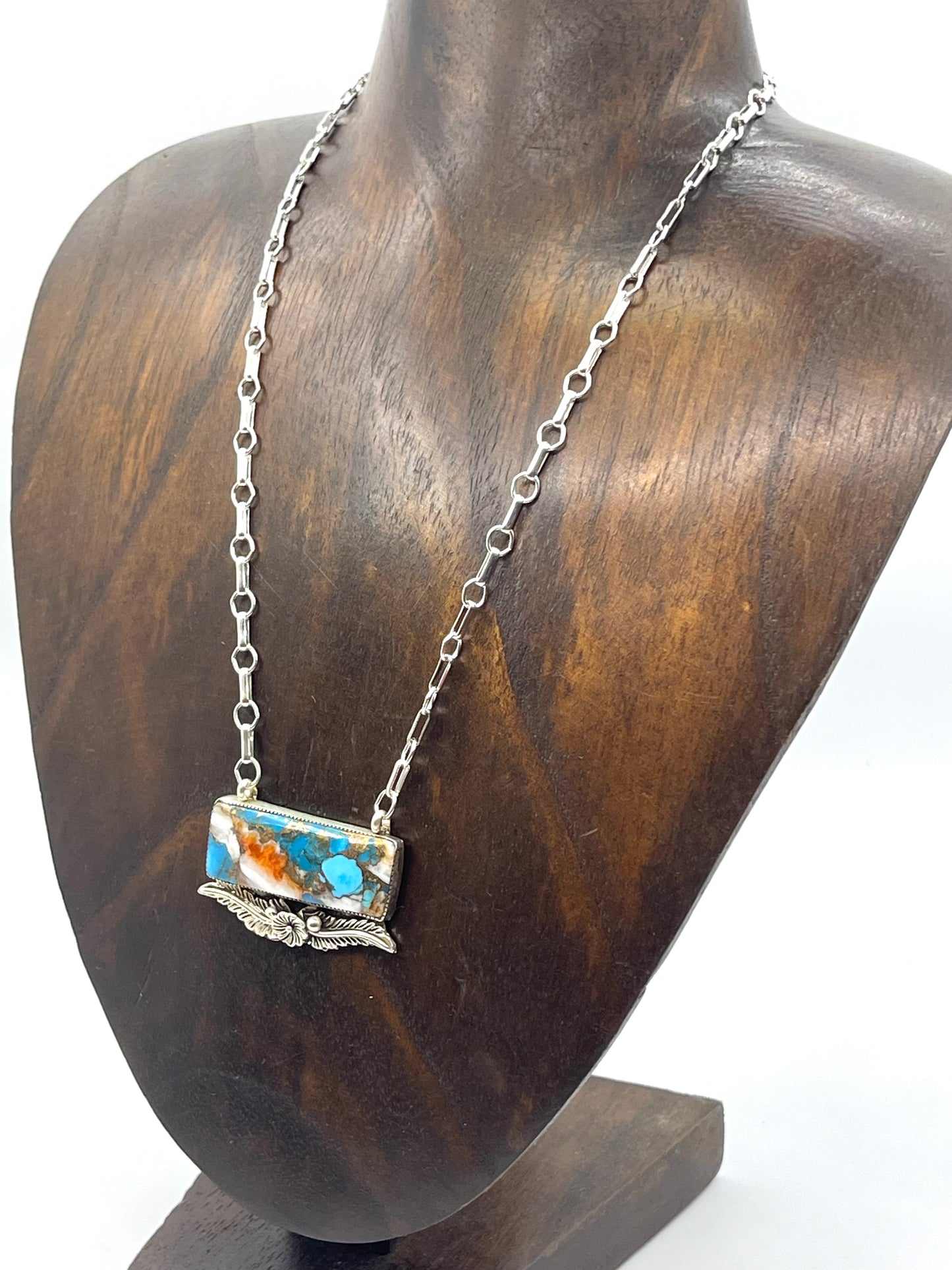 20' “Orange Crush” Bar Necklace by Gregg Yazzie, Navajo