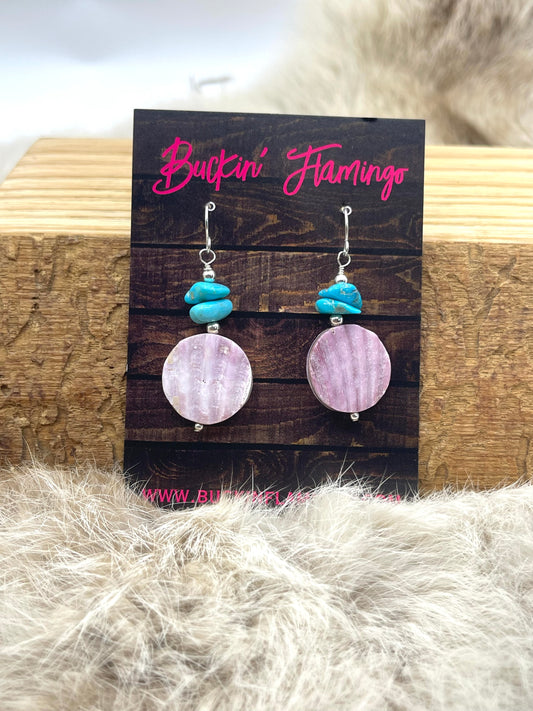 Wampum Shell with Sleeping Beauty Turquoise Earrings