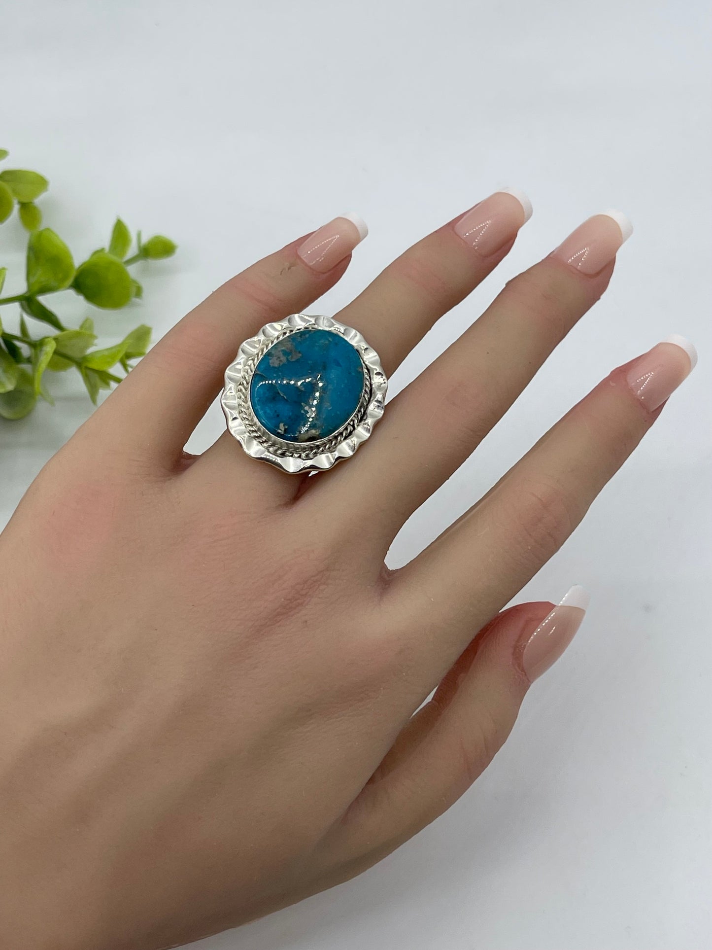 5.5 Kingman Turquoise Ring by Samuel Yellowhair, Navajo