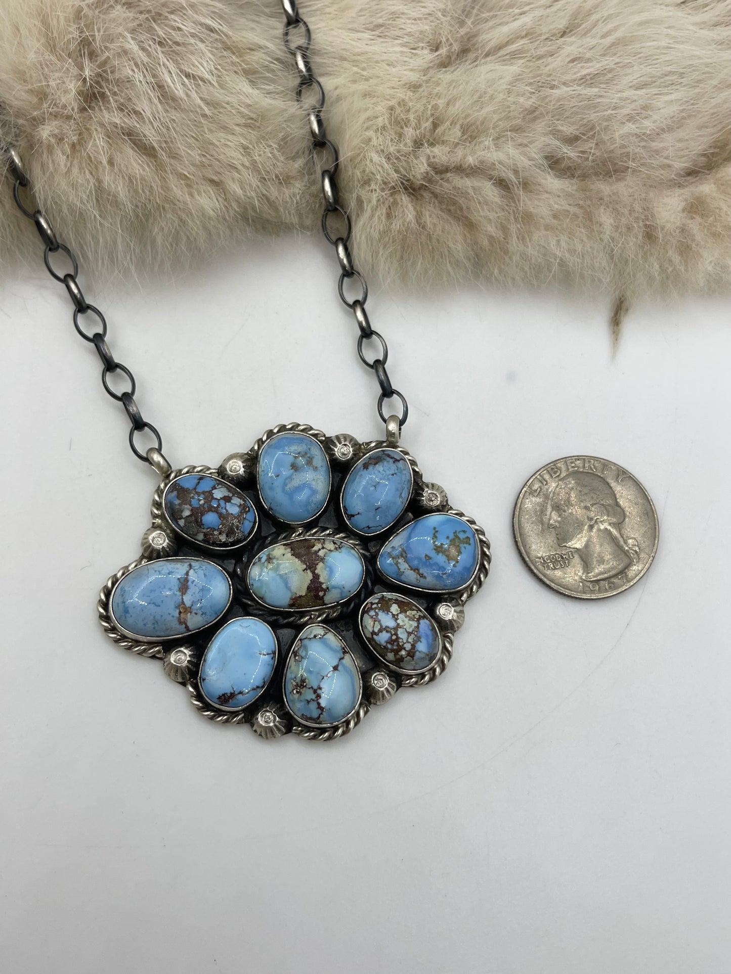 18" Golden Hills Turquoise Cluster Necklace by Augustine Largo, Navajo