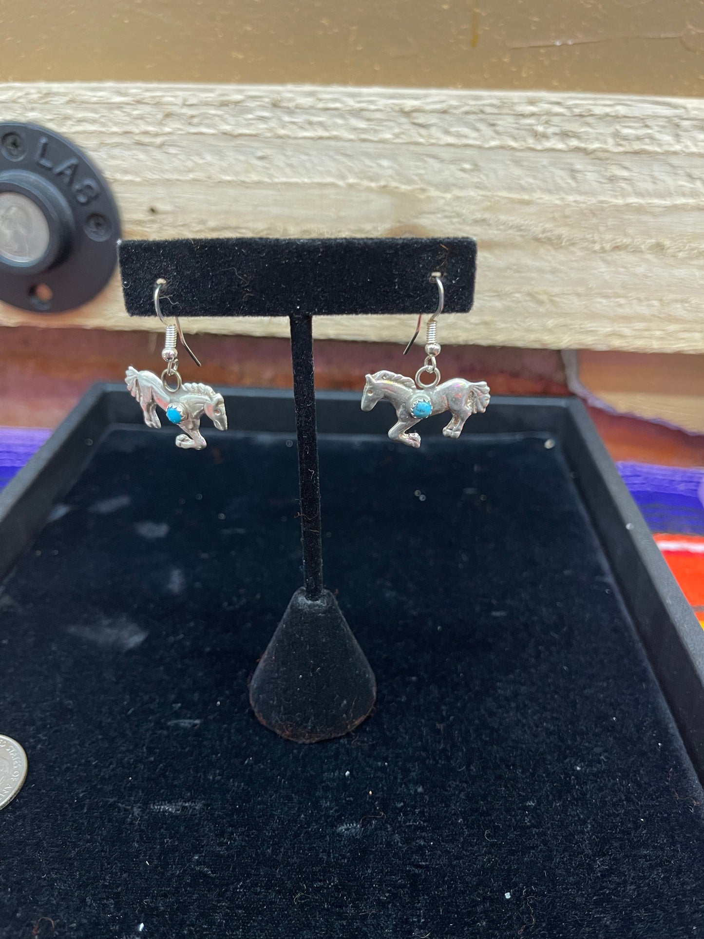 Turquoise Stone Horse Earrings