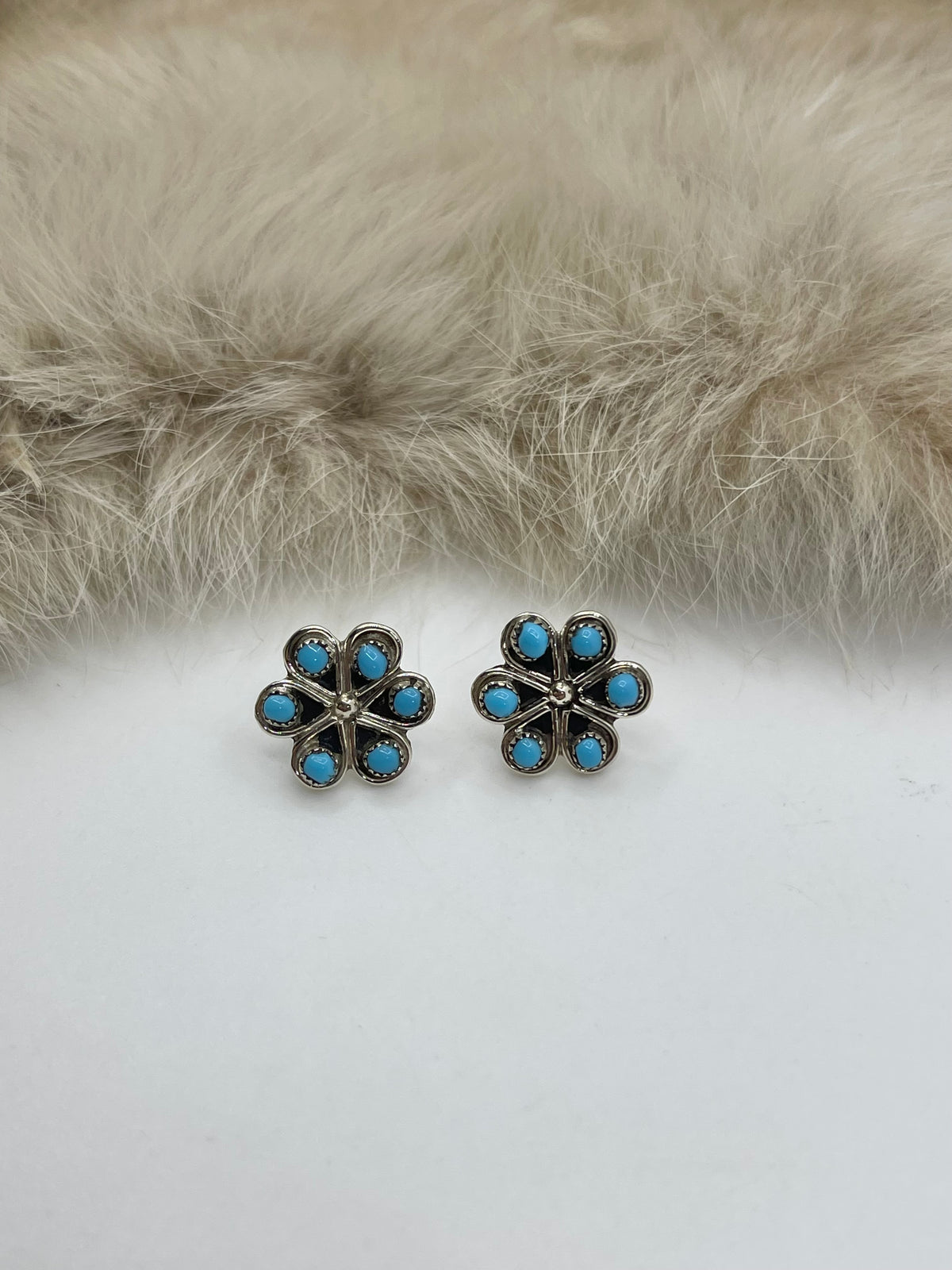 Turquoise Cluster Earrings Zuni Artist