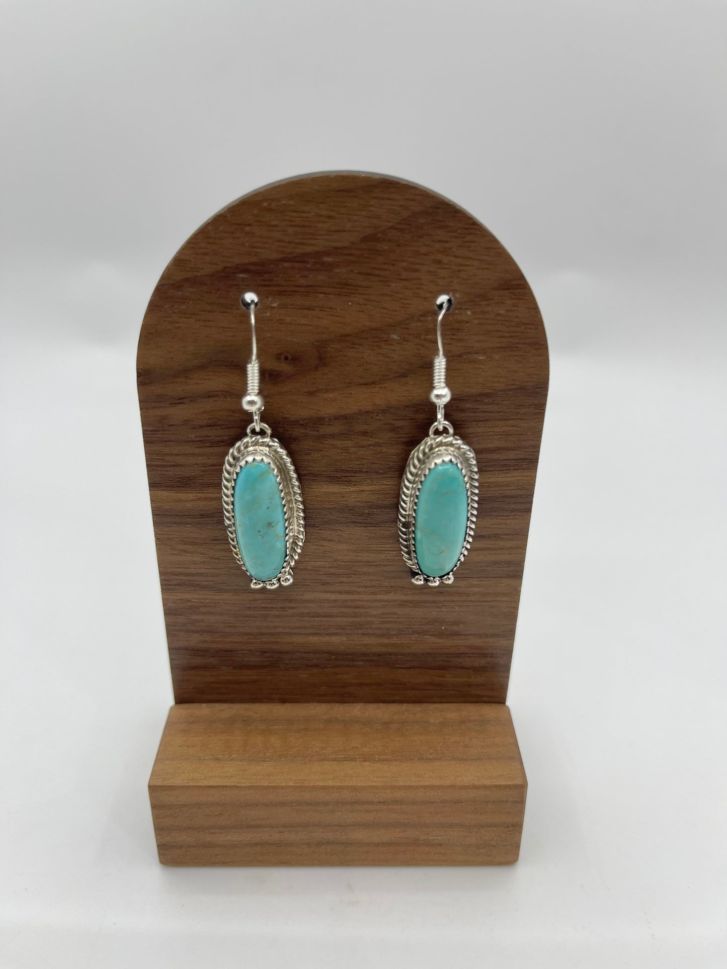 Kingman Turquoise Oval Dangle Earrings