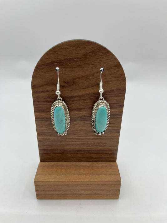 Kingman Turquoise Oval Dangle Earrings