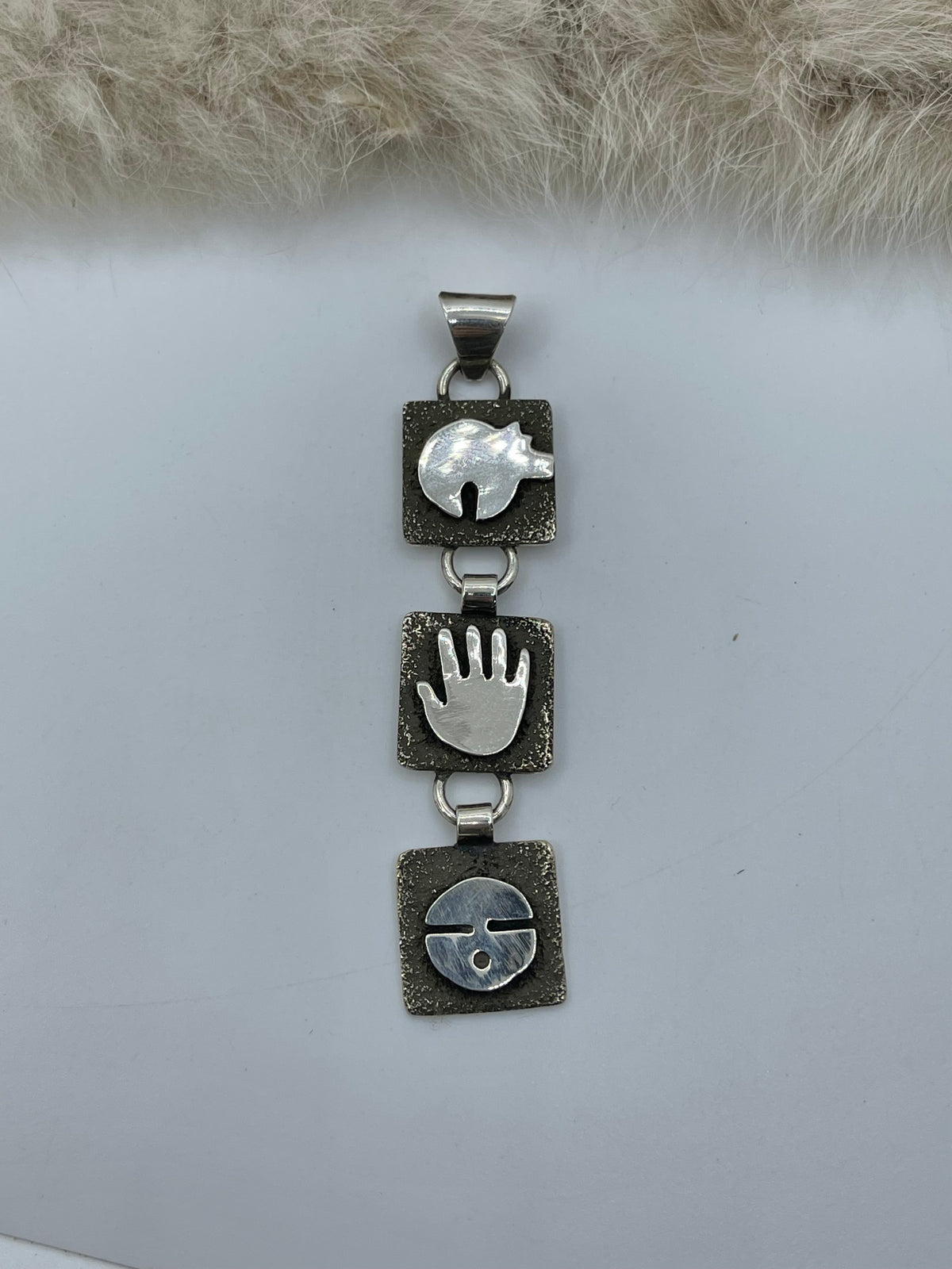 Triple Dangle Mini Petroglyph Pendant by Alex Sanchez, Navajo