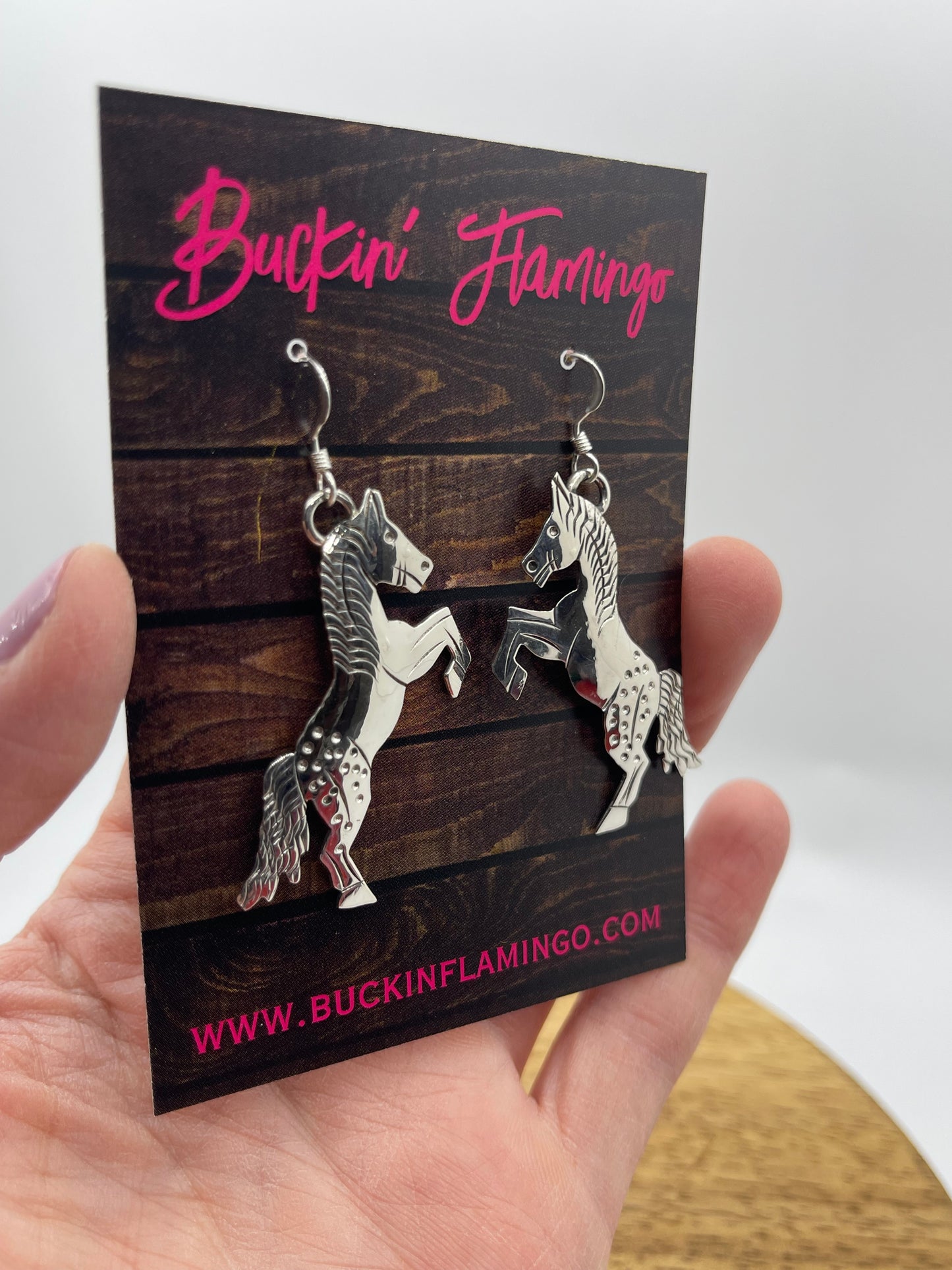 Appaloosa Horse Earrings by Louise Yazzie, Navajo