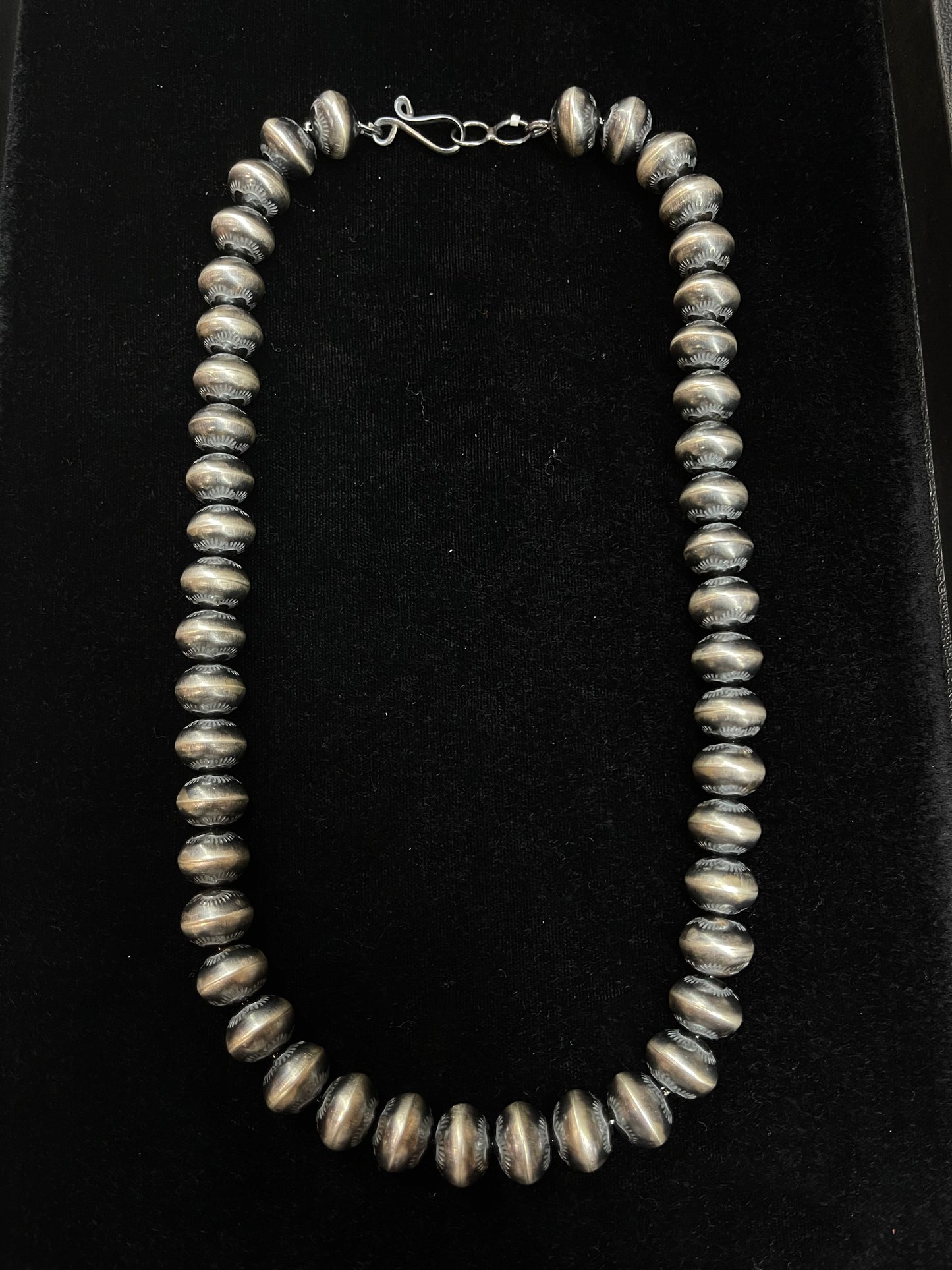 20" 13mm Handmade Navajo Pearls with Stamping by Michelle Jameson