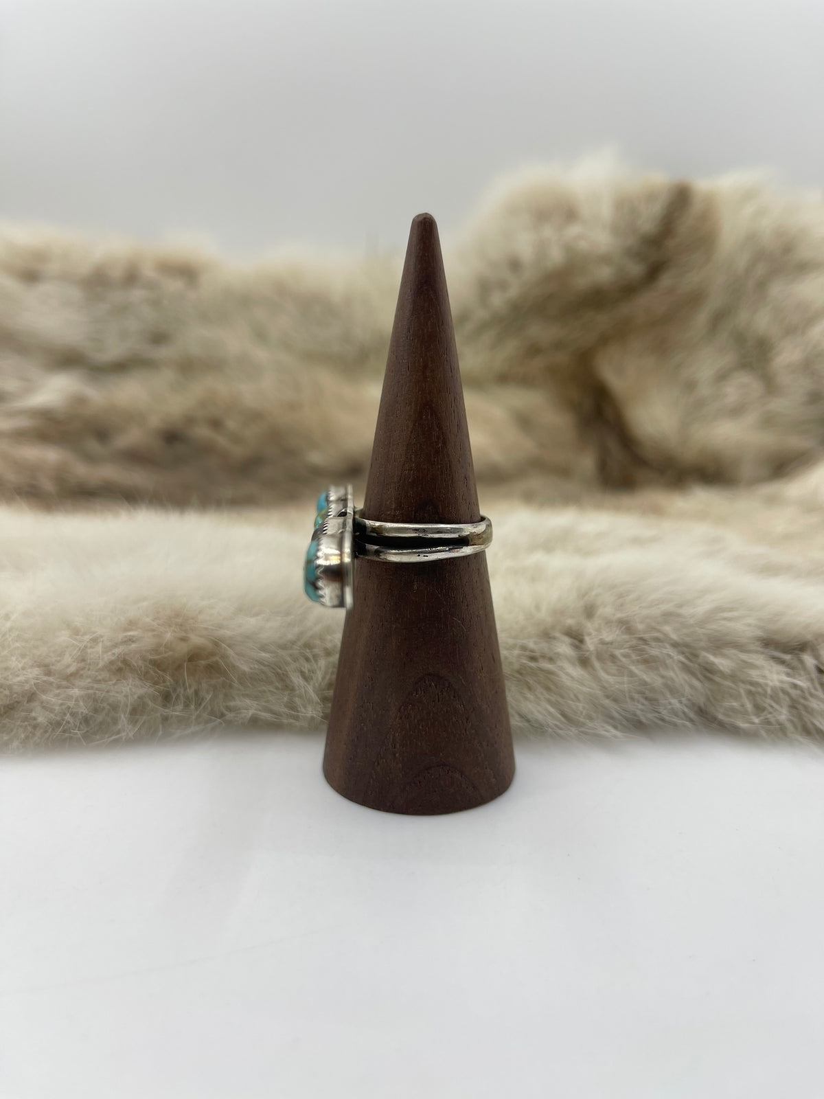8.5 4 Stone Kingman, Sleeping Beauty & Sonoran Gold Turquoise Ring by Christina Jackson, Navajo