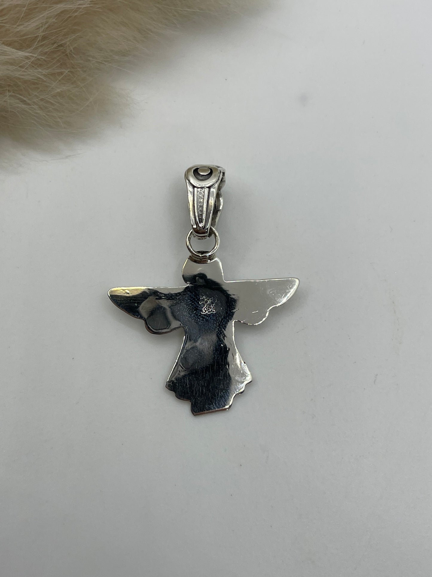 Angel Pendant w/ Hot Pink Opal by Sarah Yazzie, Navajo 9.4mm bale