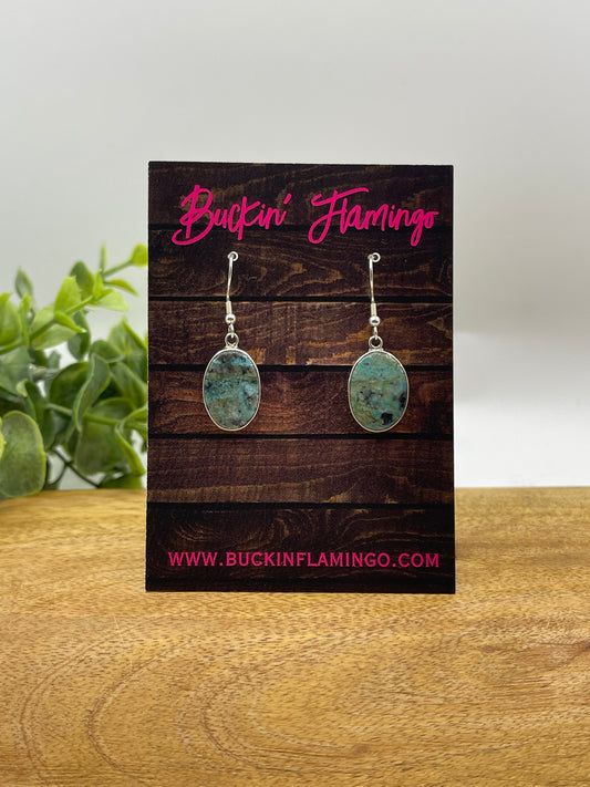 Small Oval Turquoise Hook Earrings