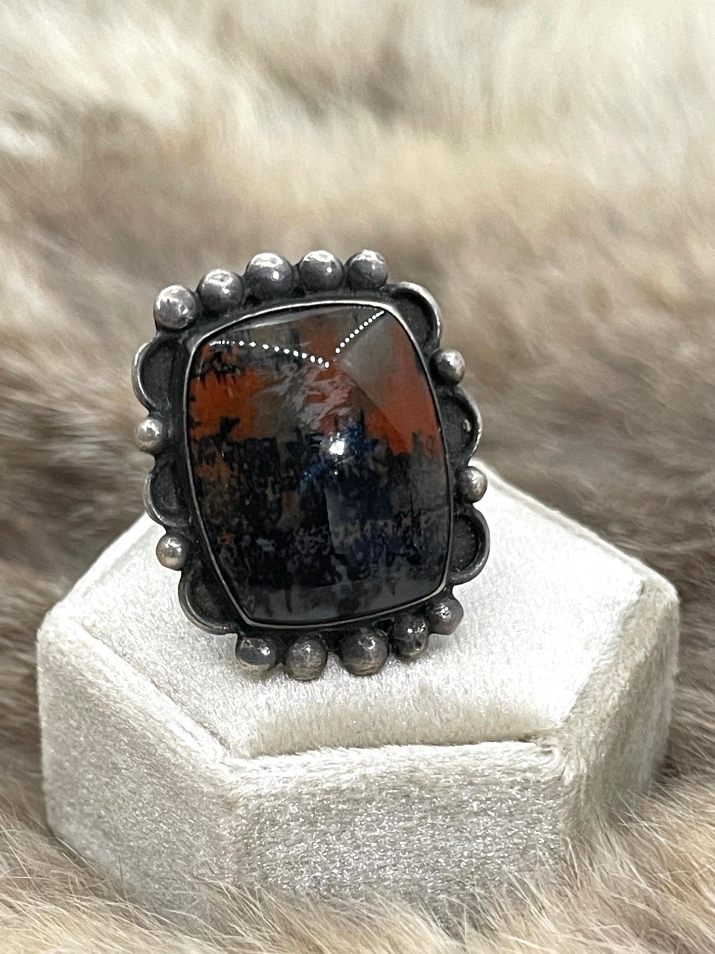 8.5 Petrified Wood Vintage Ring