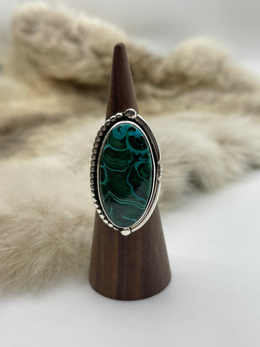 7.0 Malachite Chrysocolla Oval Ring