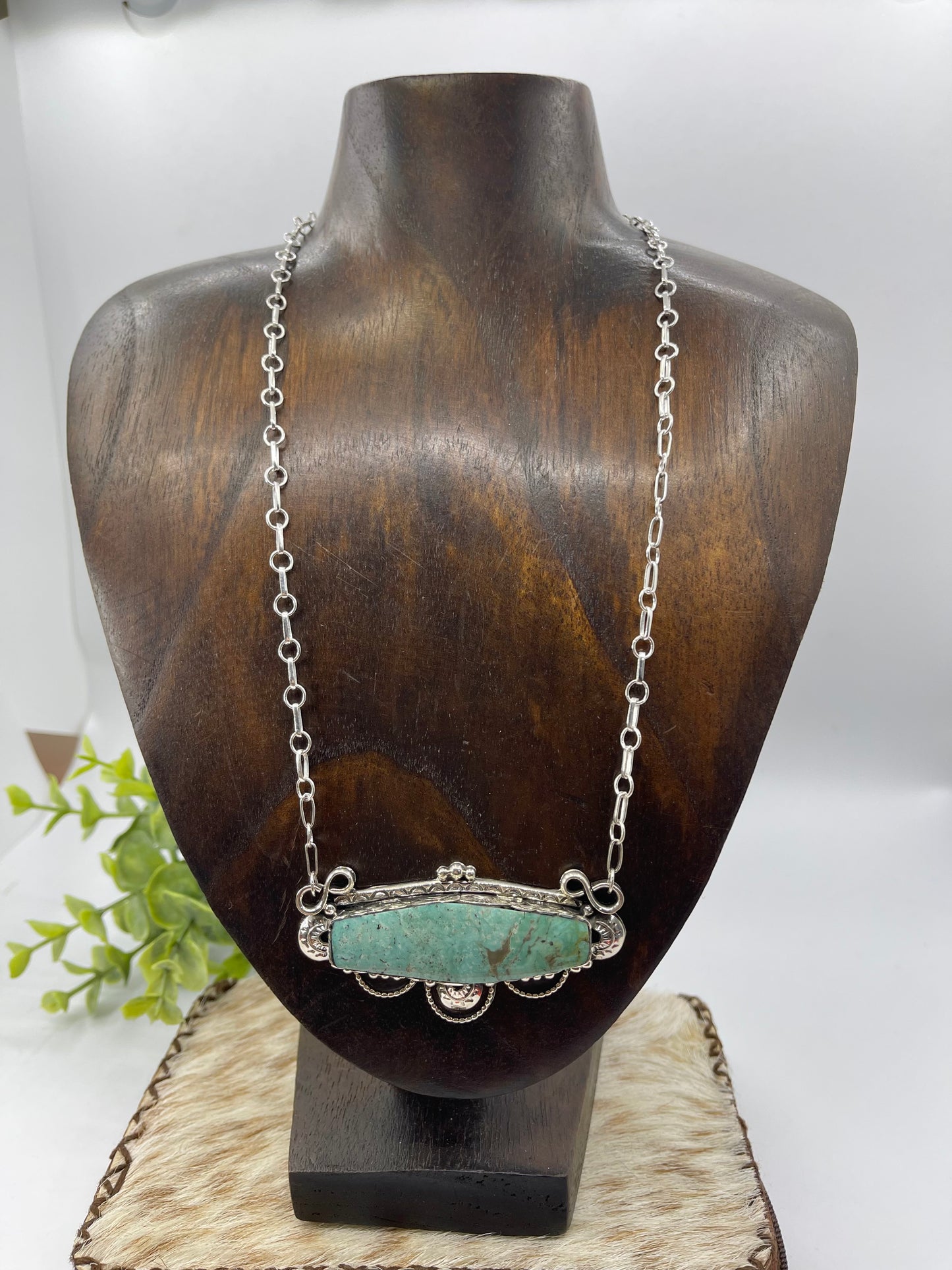 18" TURQUOISE BAR NECKLACE BY EMERSON DELGARITO, navajo