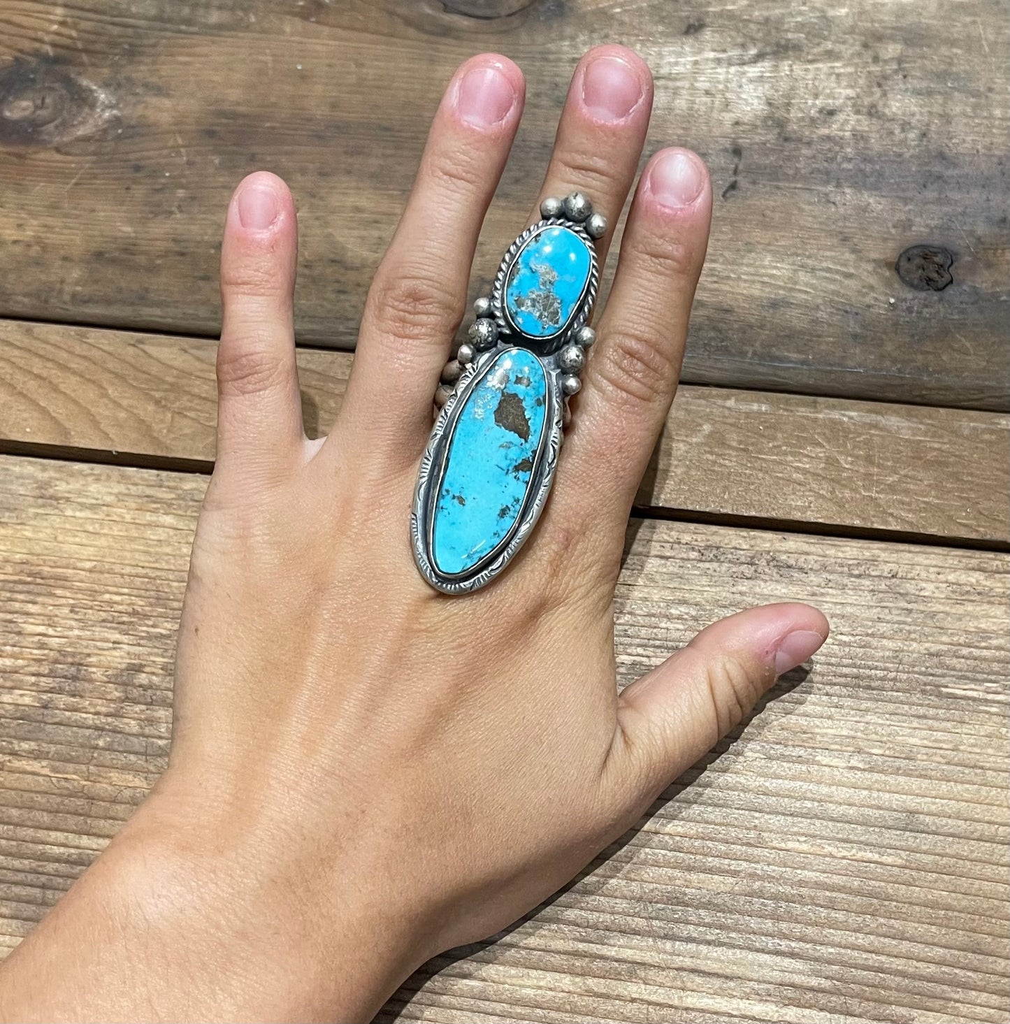 11.0 Kingman Turquoise Ring by Boyd Ashley, Navajo