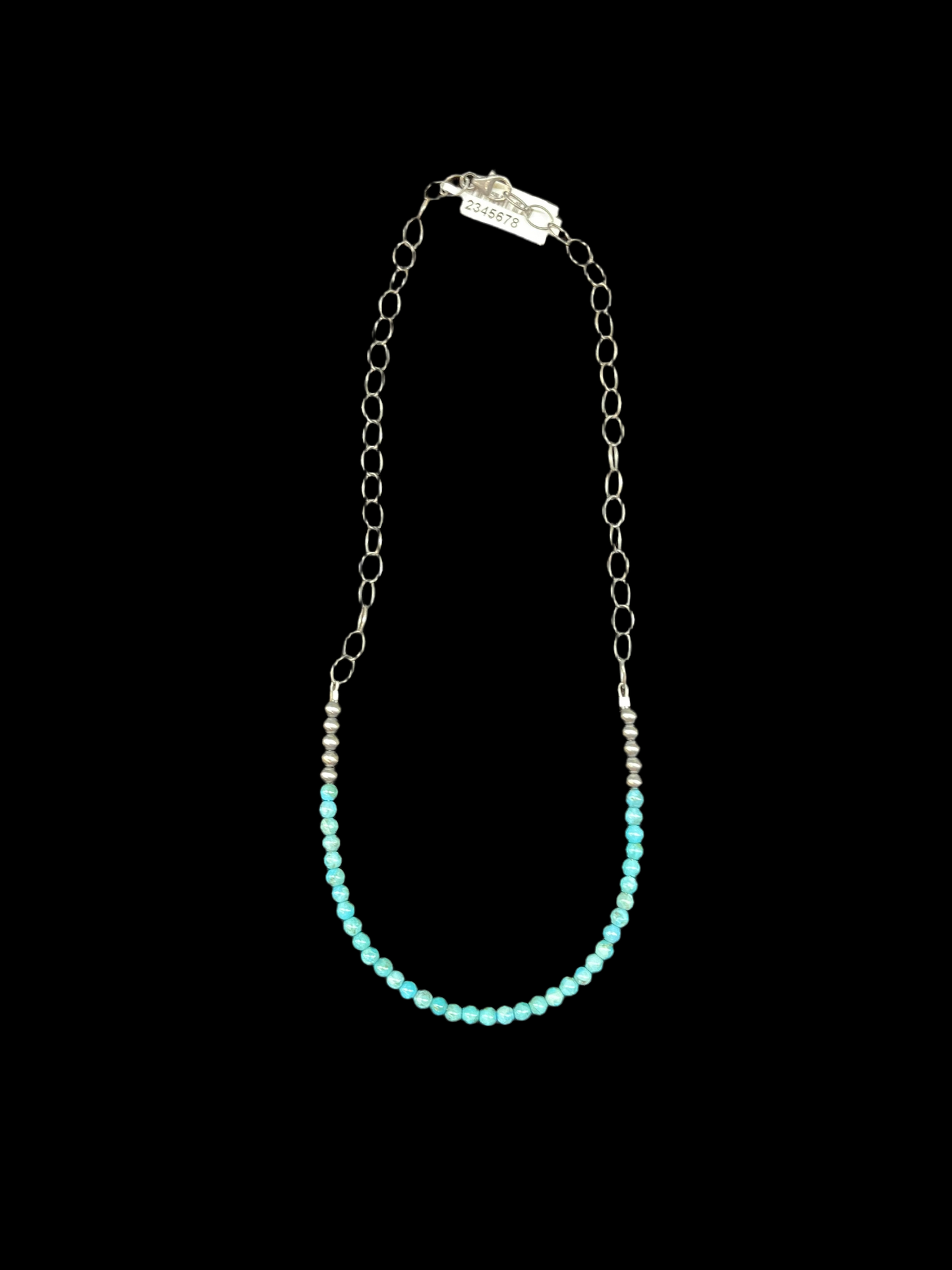 Navajo Pearls with Turquoise Beads Chain Link Necklace