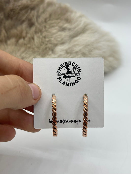 Twisted Wire Copper Hoop Earrings