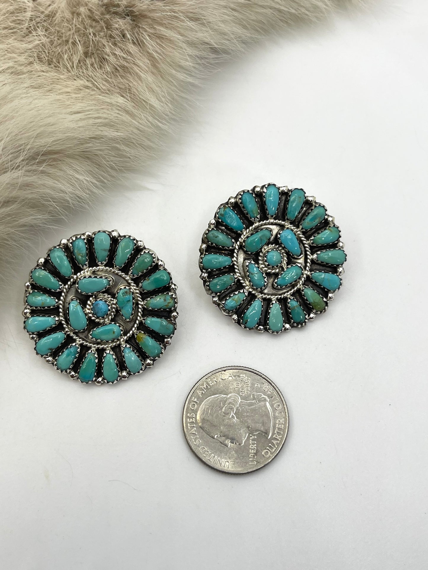 Post Towards Top Cluster Earrings By Zeita Begay, Navajo