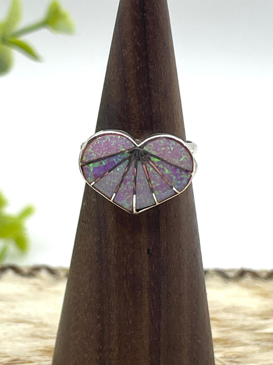 7.0 Opal Inlay Heart Ring
