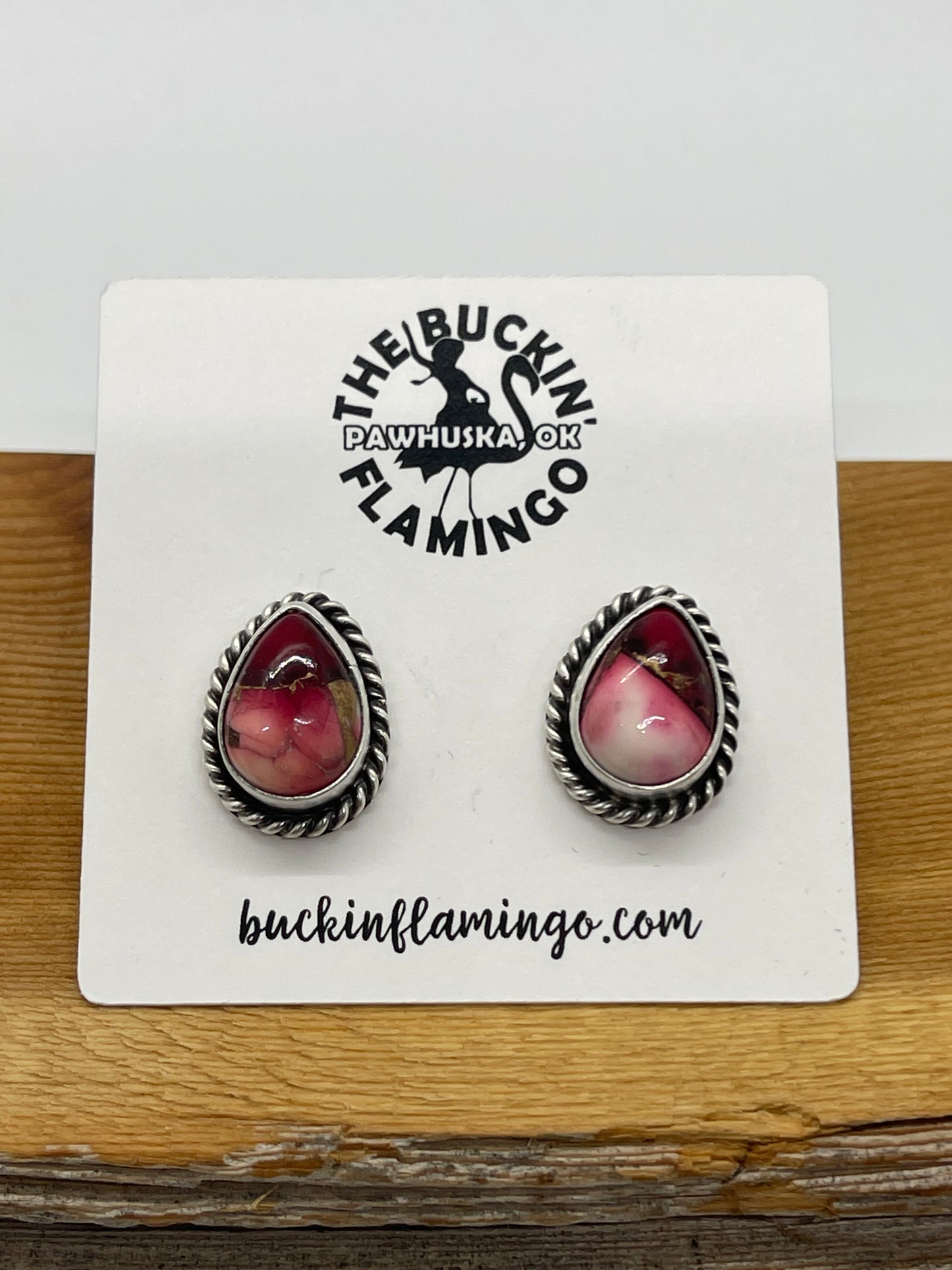 Dahlia Rose Teardrop Post Earrings by Judith Dixon, Navajo