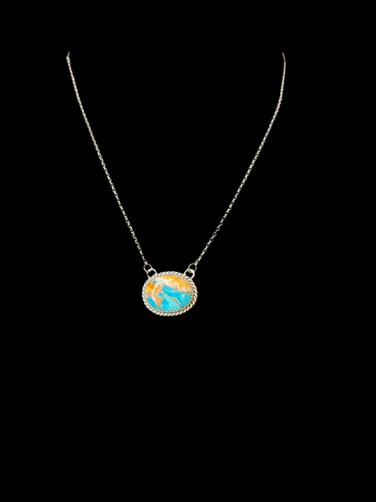 16" Orange Krush Necklace by Theresa Smith, Navajo