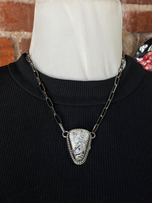 17" White Buffalo Tear Drop Necklace by Zia