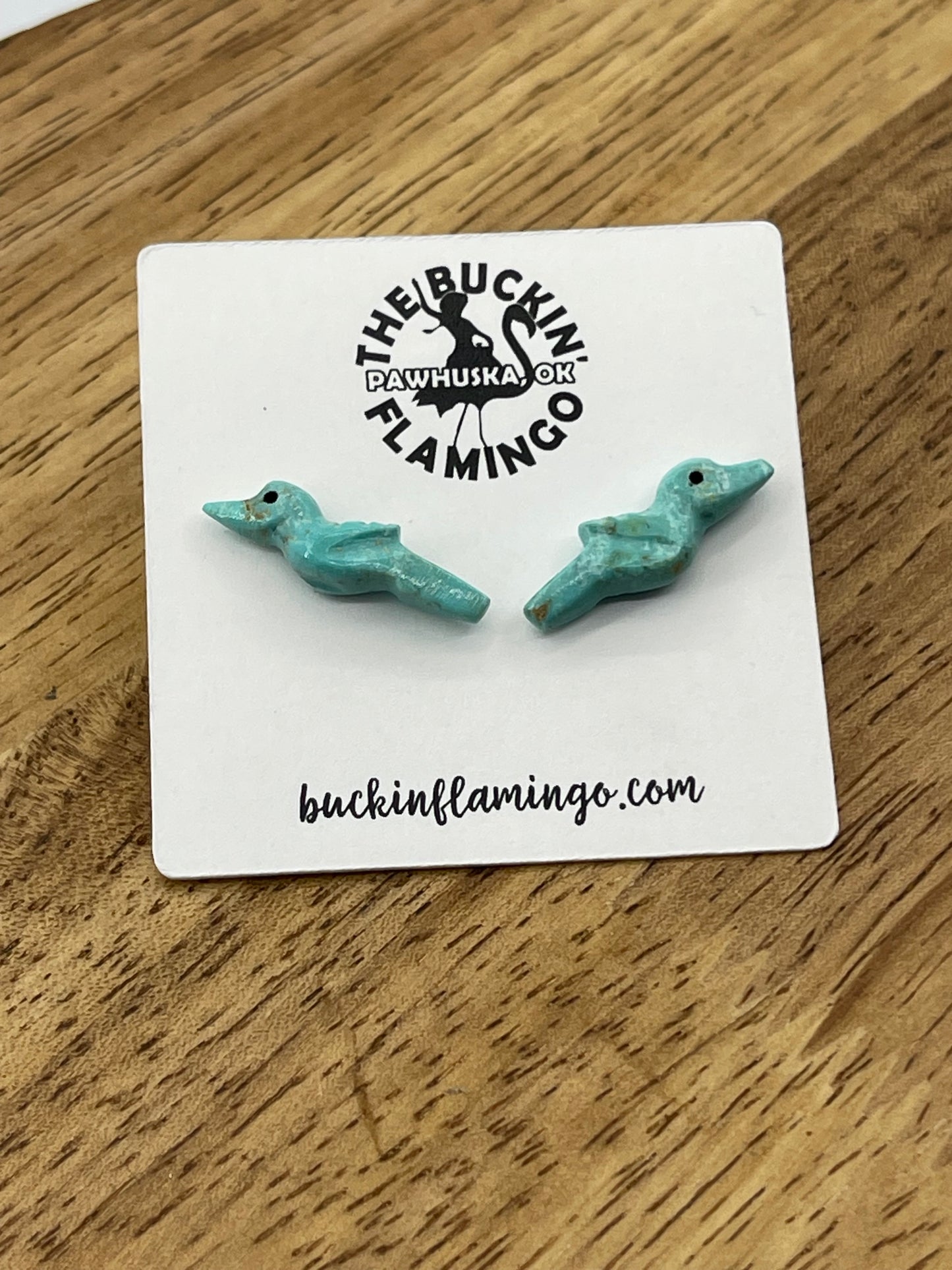 Turquoise Fetish Post Earrings by Marvilita Phillips, Zuni