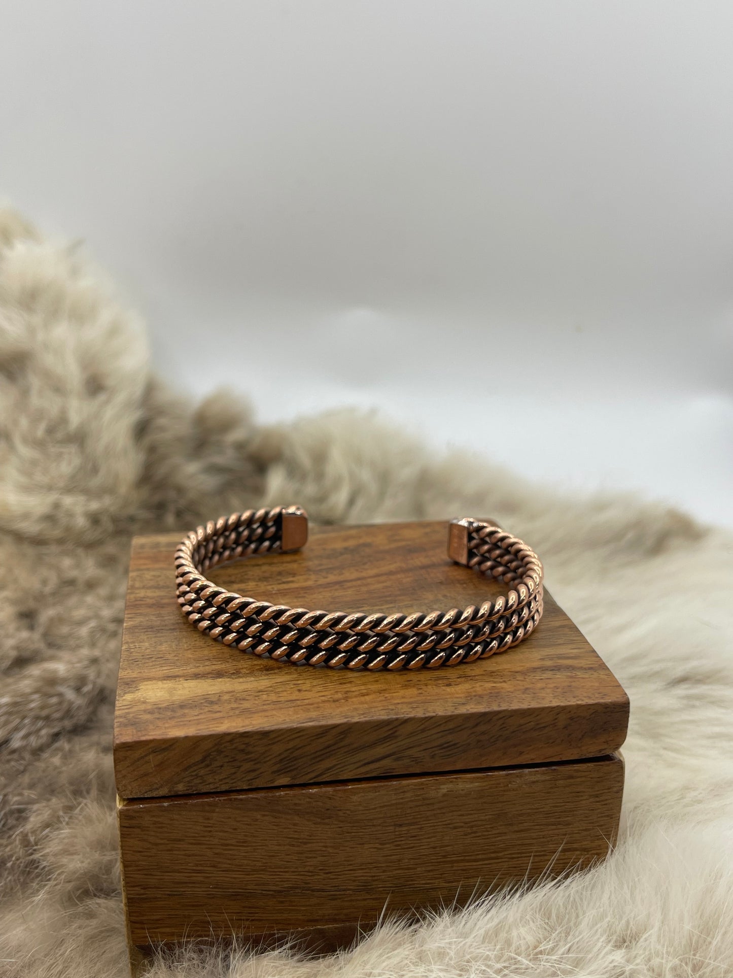 3 Row Copper Cuff by Elaine Tahe, Navajo 5.25"-7"