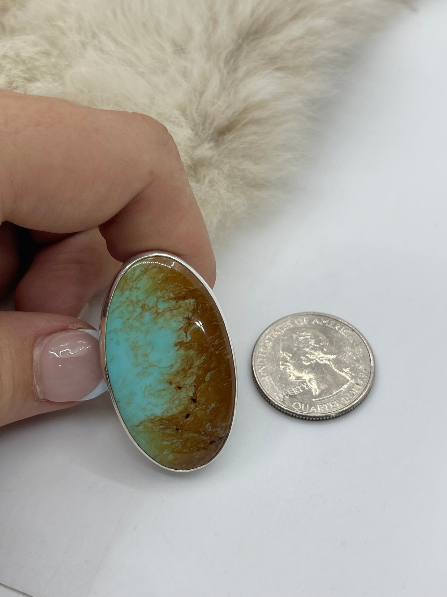 6.5 Kingman Turquoise Ring by Lawrence Willie, Navajo