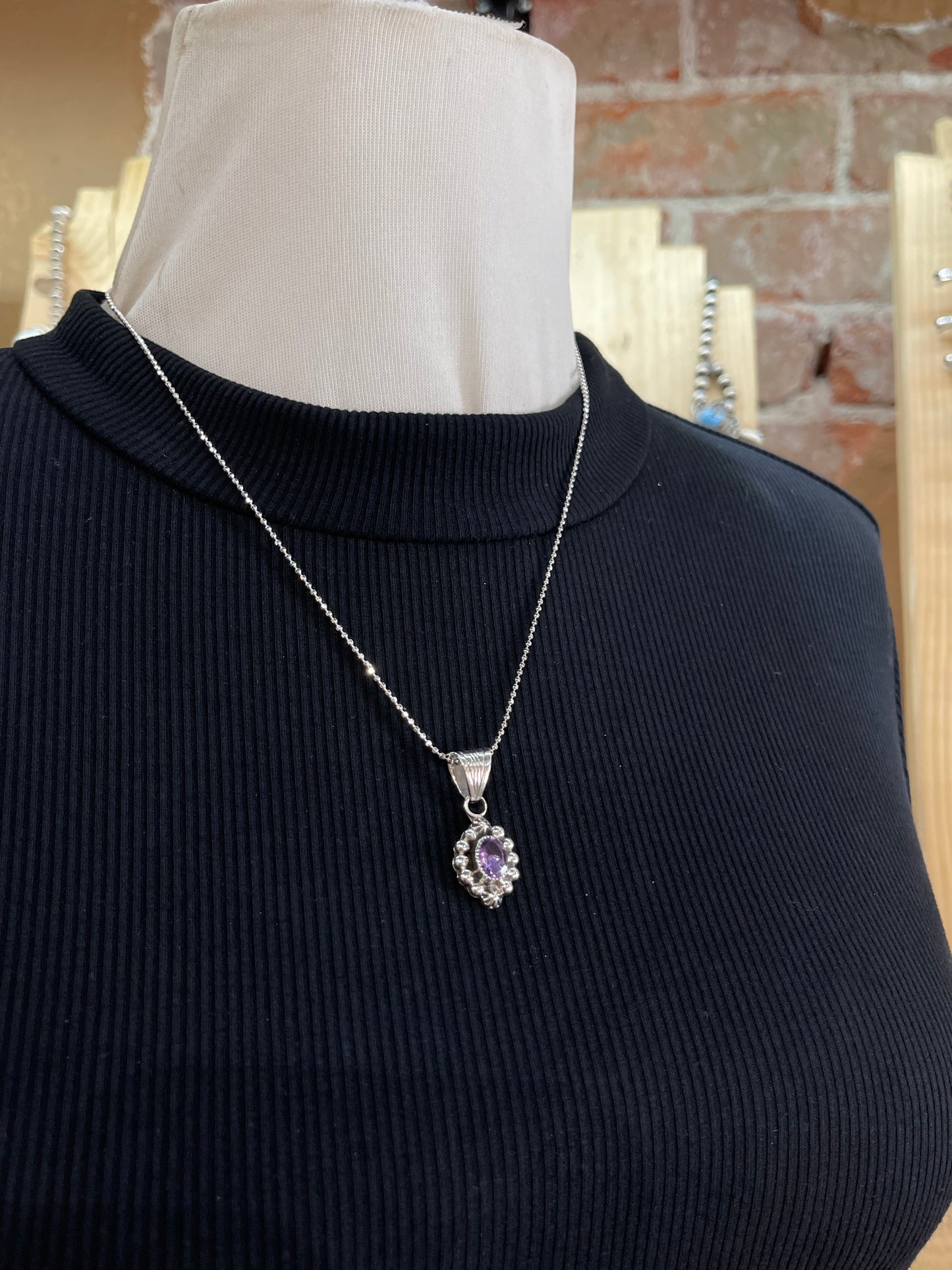 18"+3" Amethyst Necklace by Mike Smith, Navajo