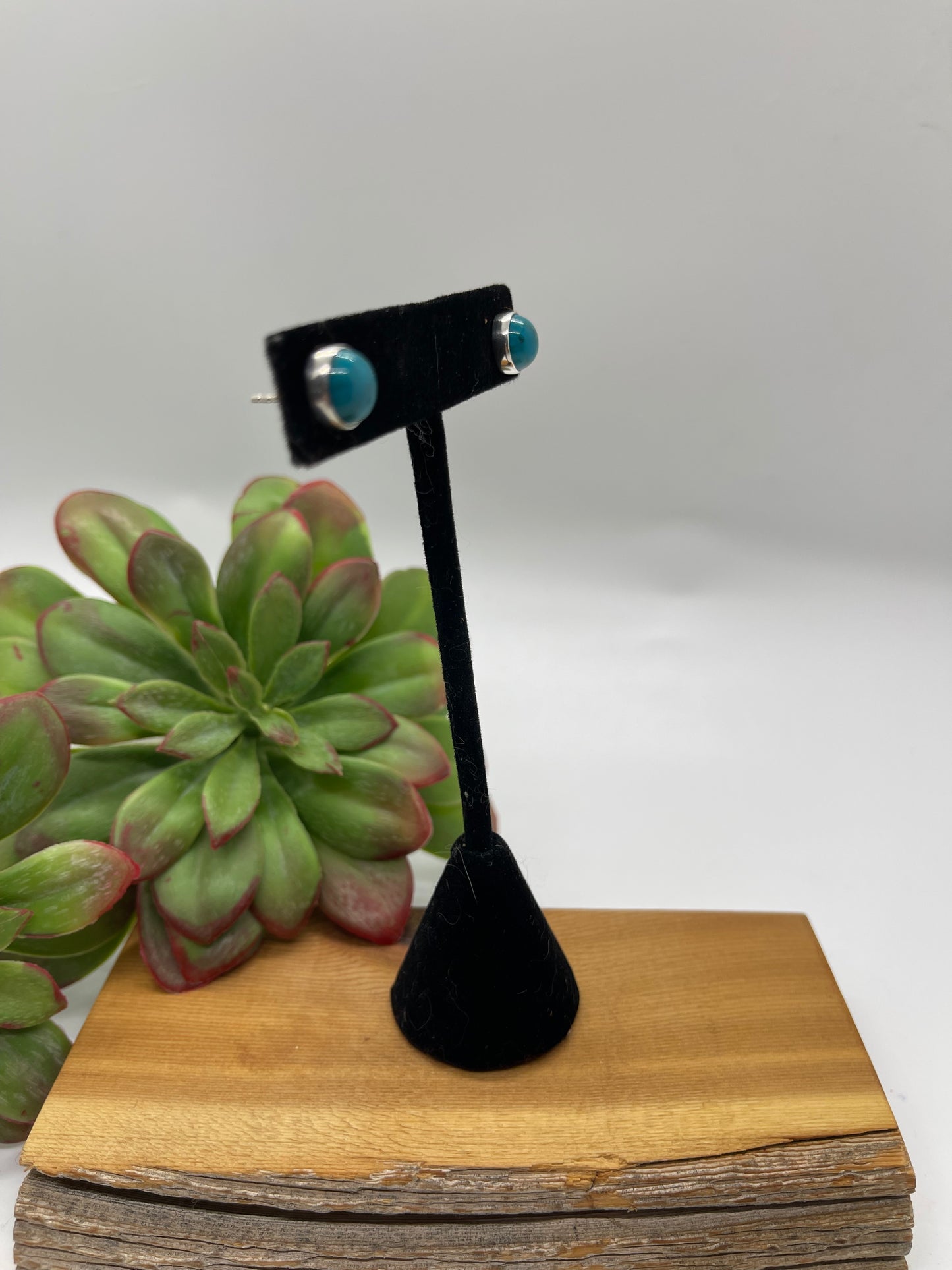 9 mm Turquoise Round Post Earrings