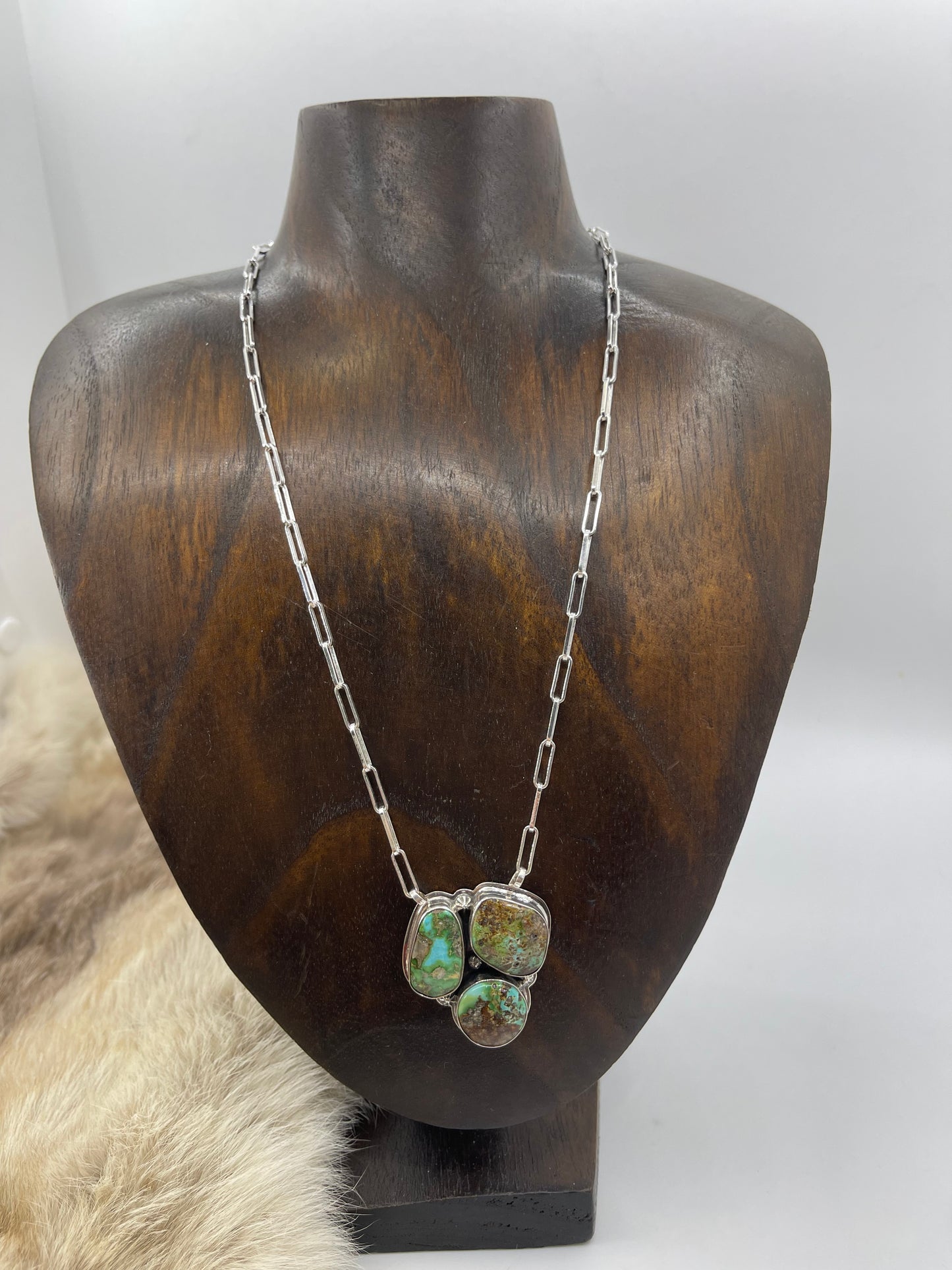 18" 3 Stone Sonoran Gold Turquoise Necklace